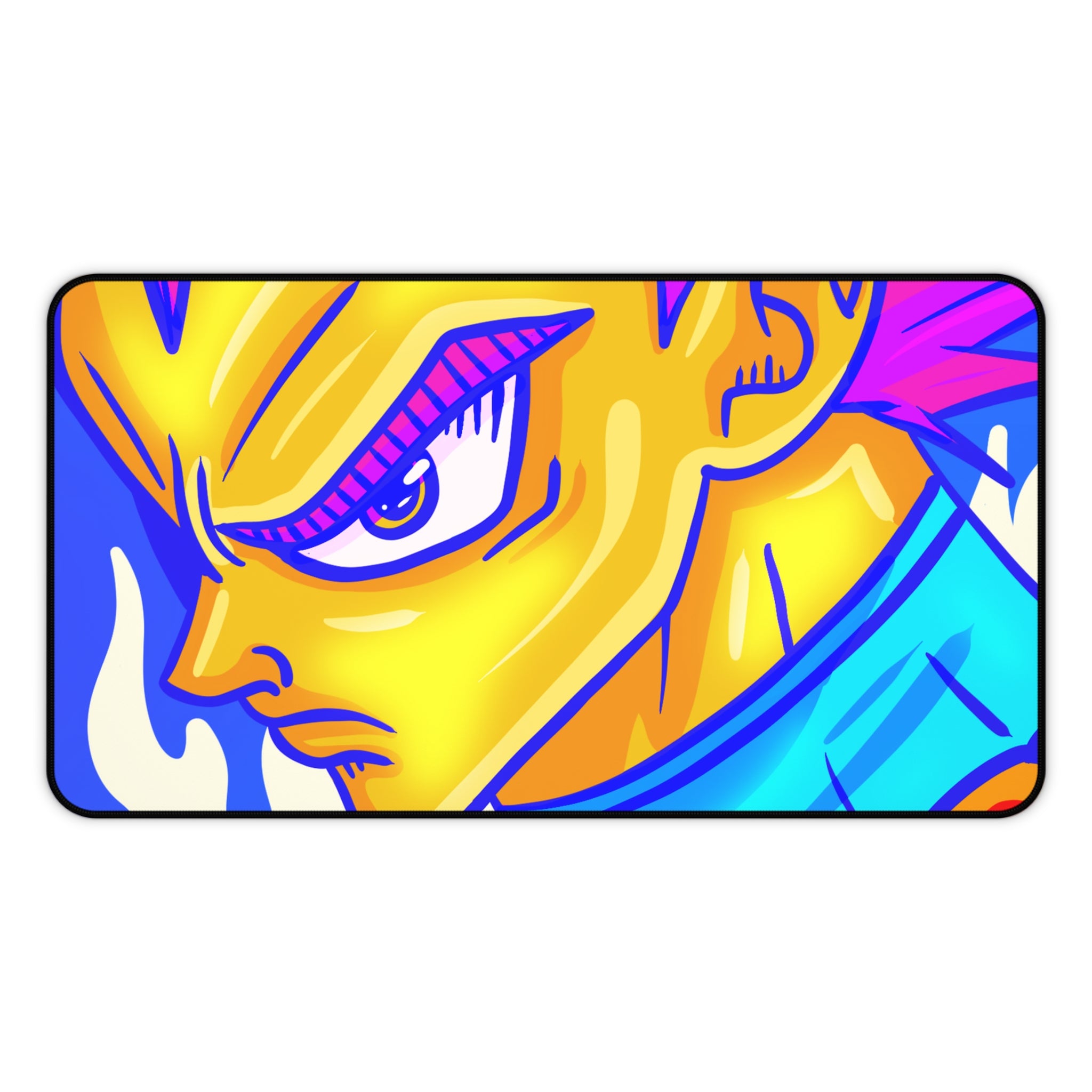 Anime Vegeta Face Desk Mat | Colorful Neon Gaming Mousepad