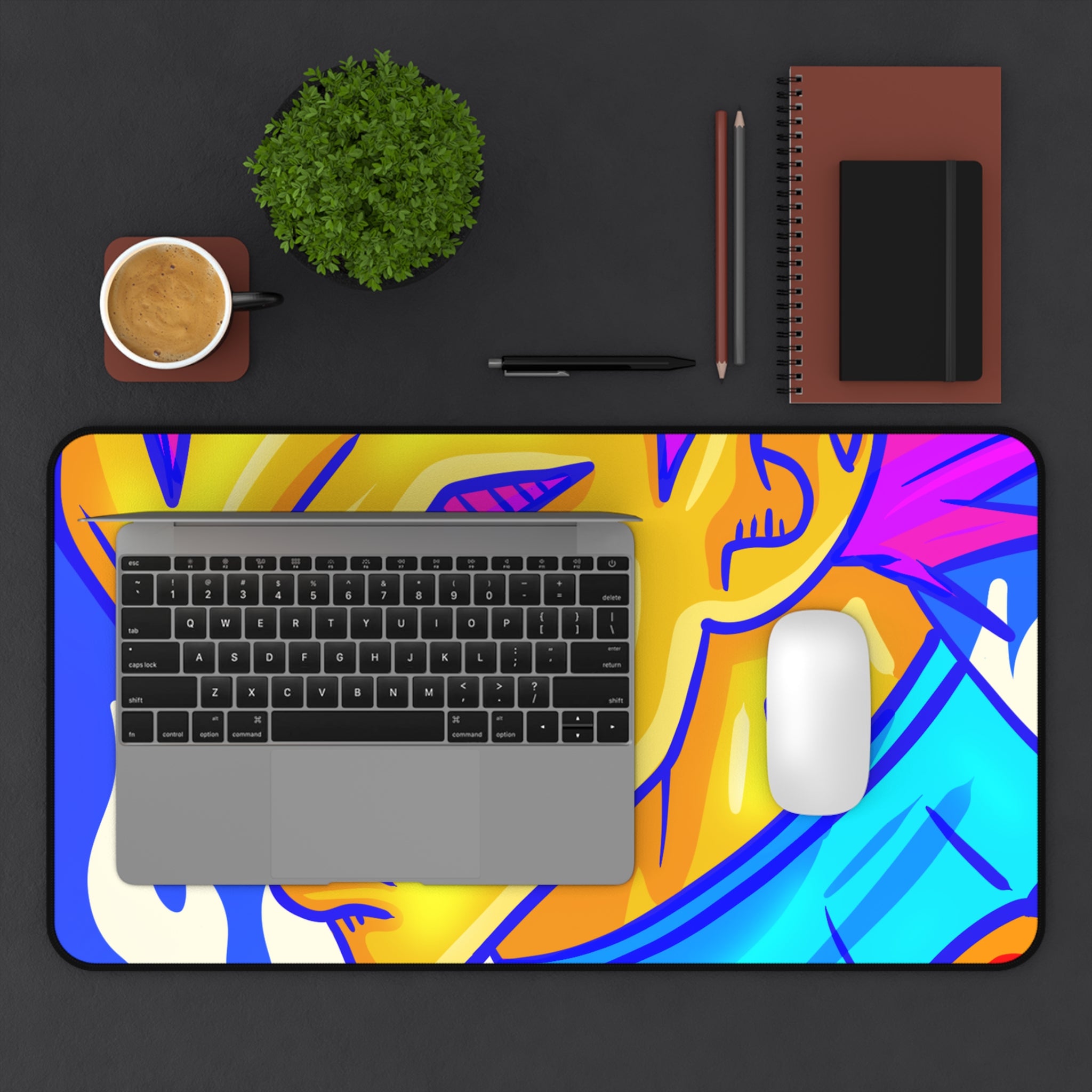 Anime Vegeta Face Desk Mat | Colorful Neon Gaming Mousepad