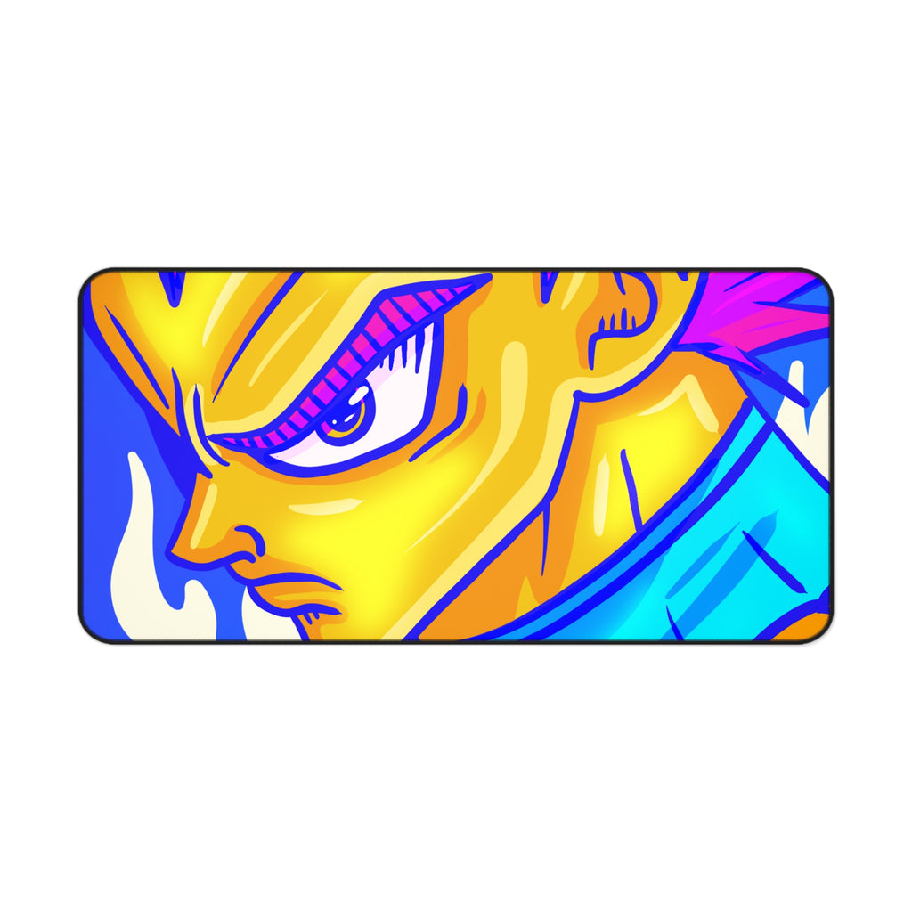 Anime Vegeta Face Desk Mat | Colorful Neon Gaming Mousepad