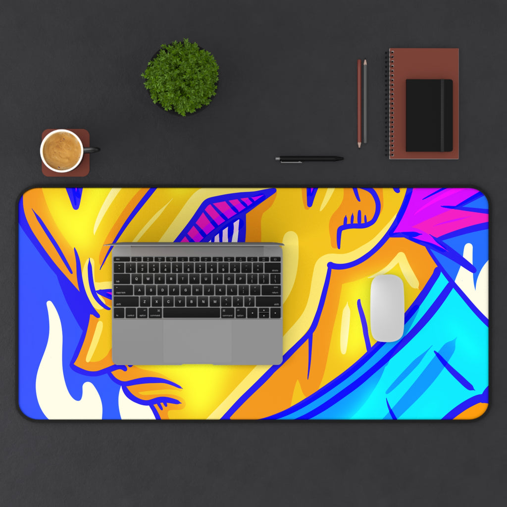 Anime Vegeta Face Desk Mat | Colorful Neon Gaming Mousepad