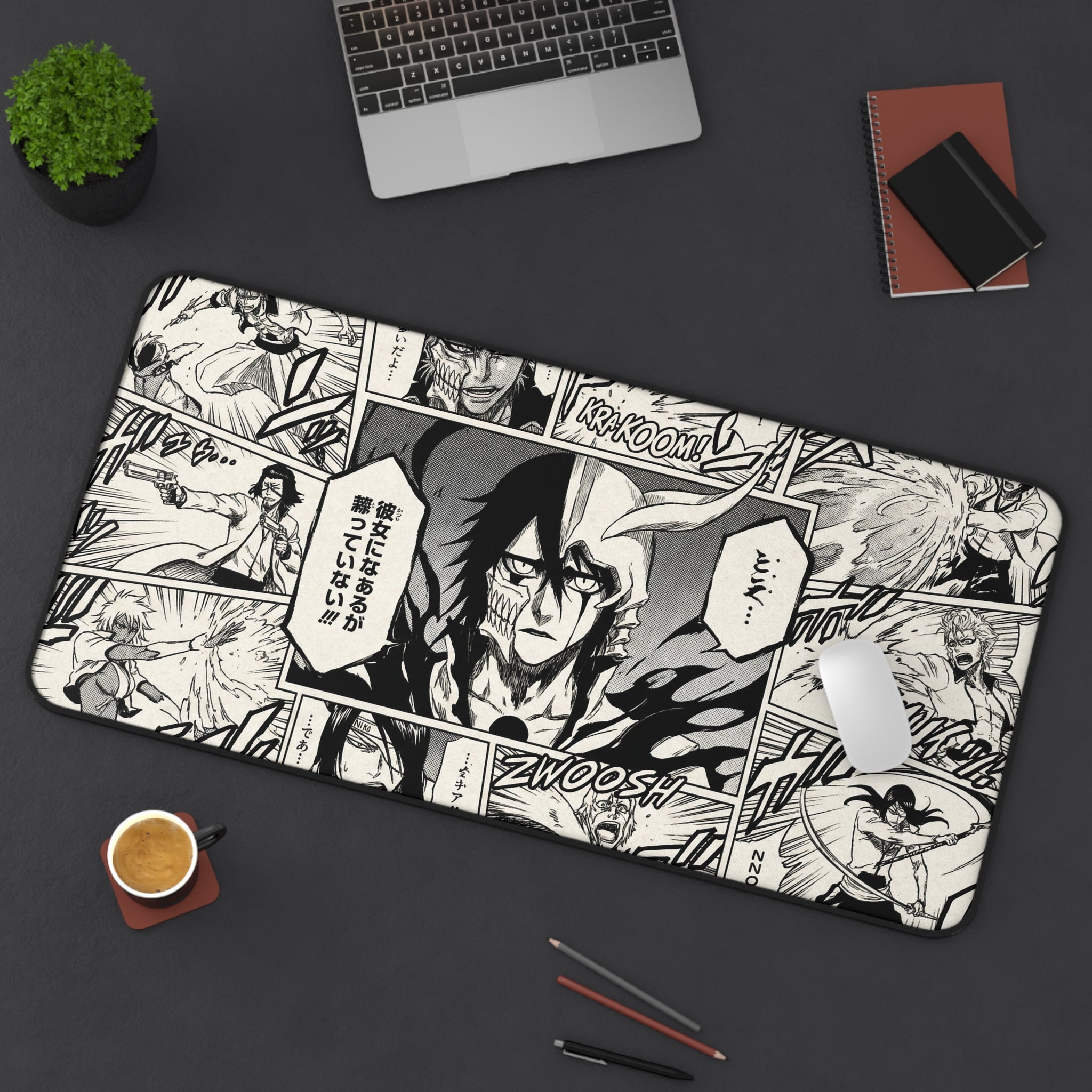 Arrancar Bleach Manga Action Panels Desk Mat | Anime Comic Black & White Panels