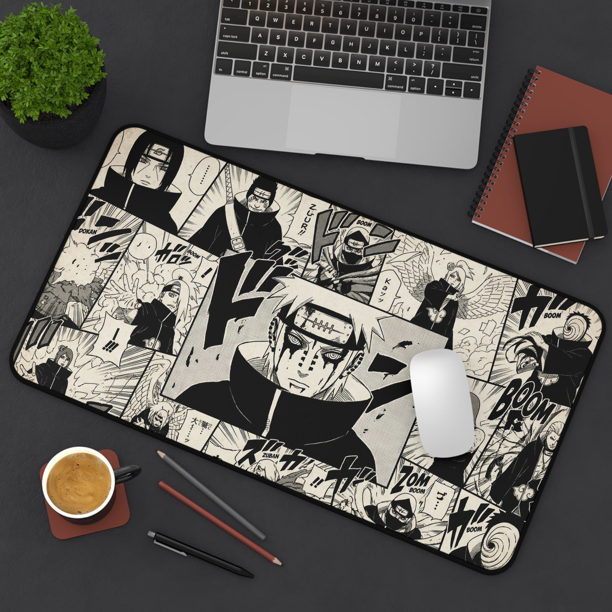 Akatsuki Manga Panels Desk Mat | Black & White Anime Style