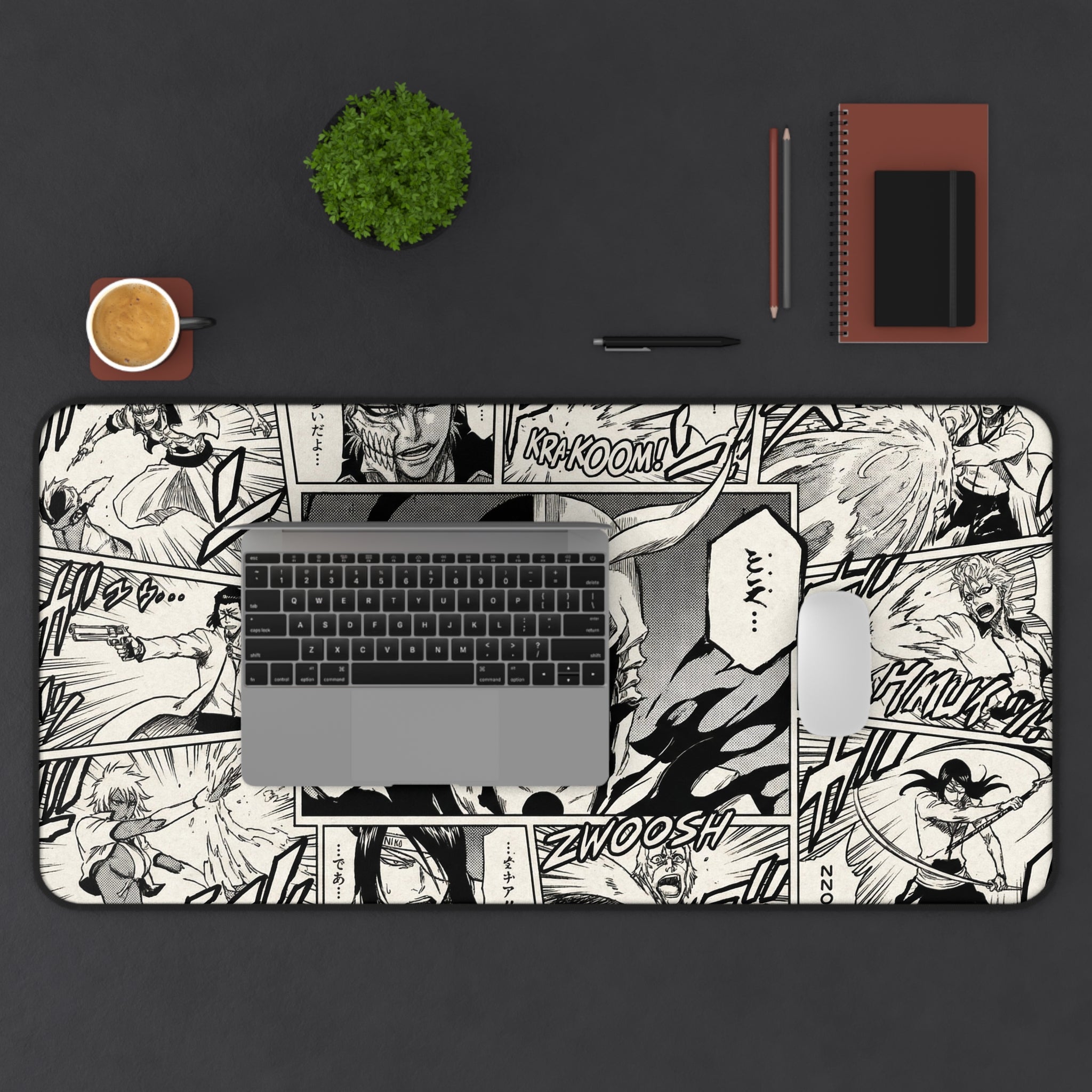 Arrancar Bleach Manga Action Panels Desk Mat | Anime Comic Black & White Panels