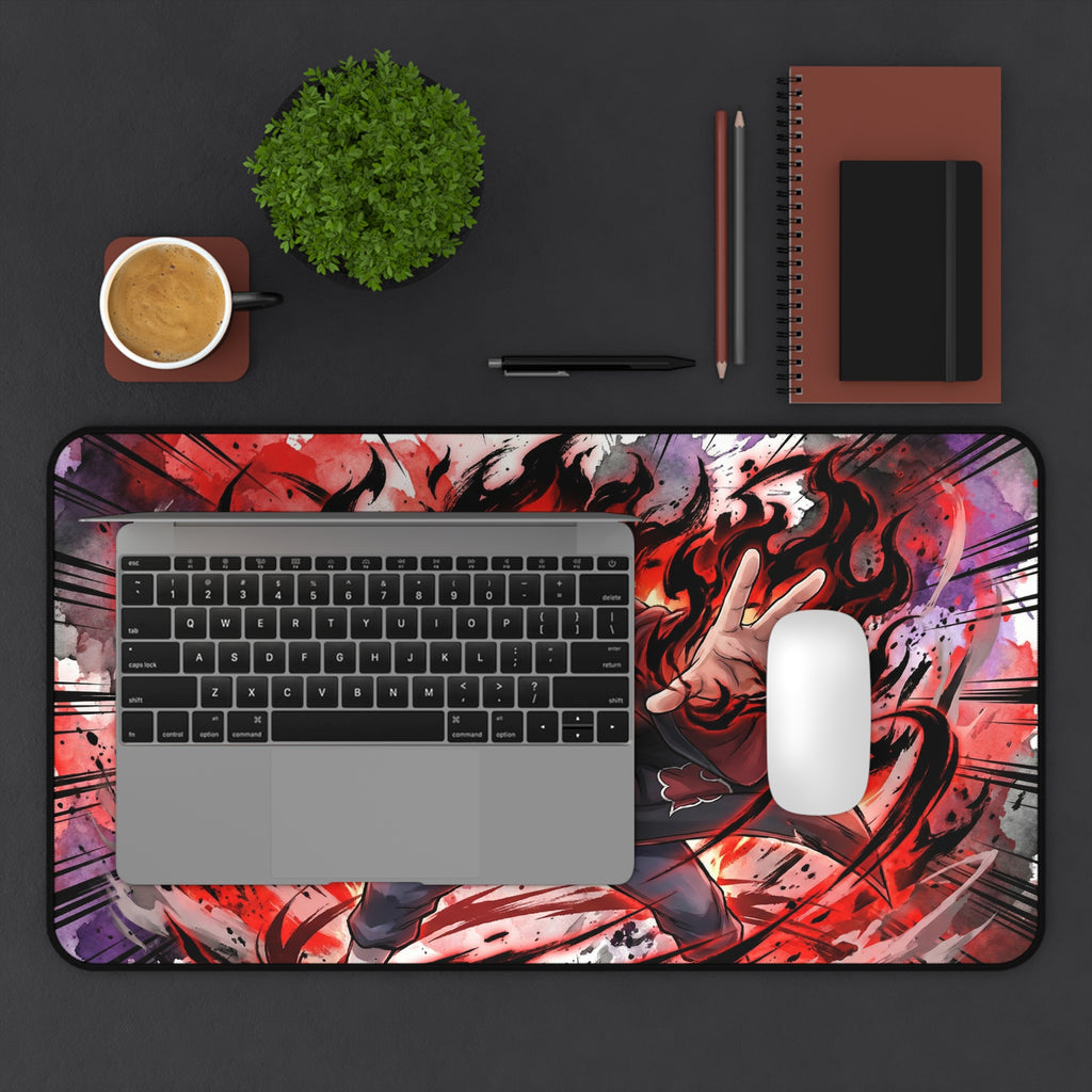 Akatsuki Uchiha Flame Illustration Desk Mat | Anime Naruto Mousepad