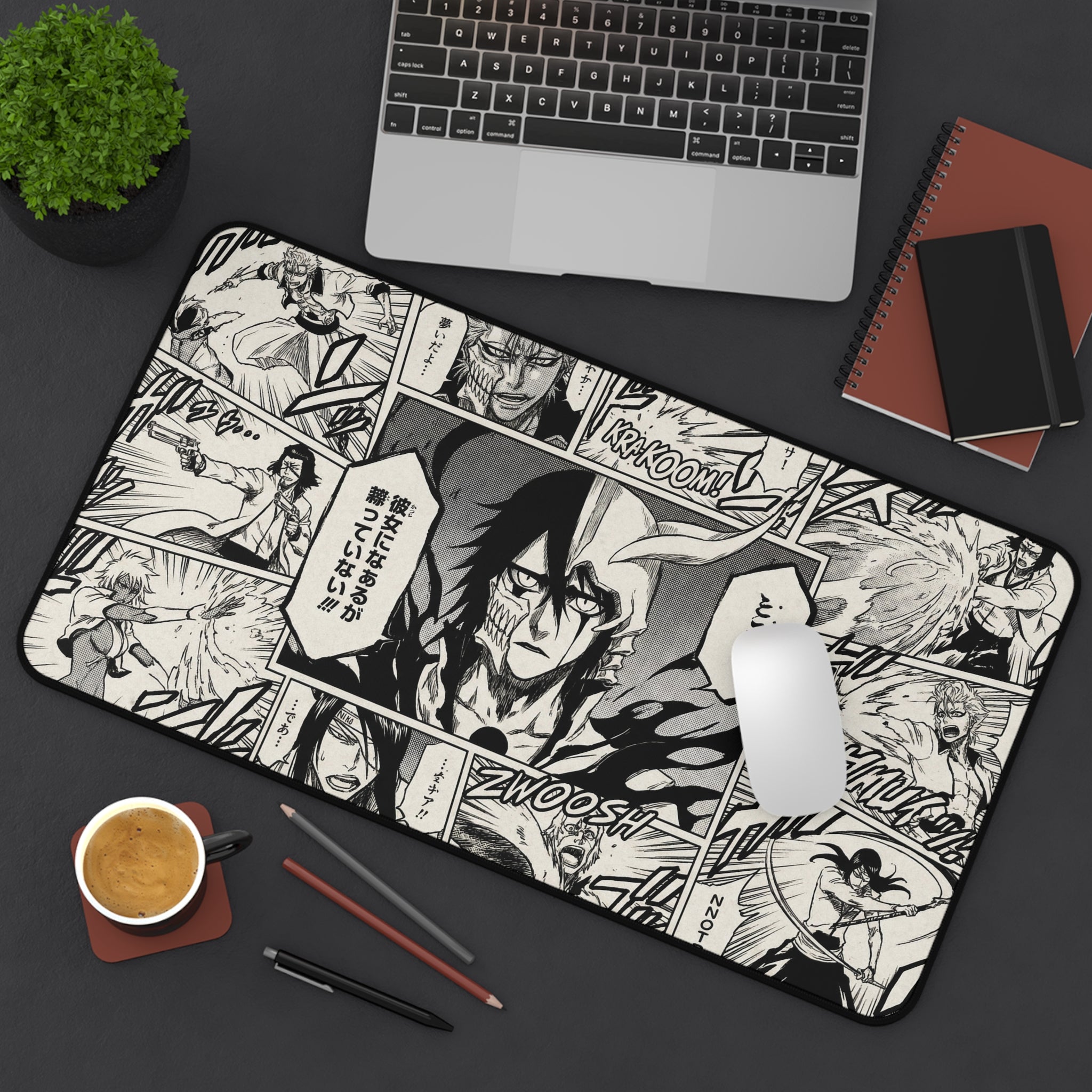 Arrancar Bleach Manga Action Panels Desk Mat | Anime Comic Black & White Panels