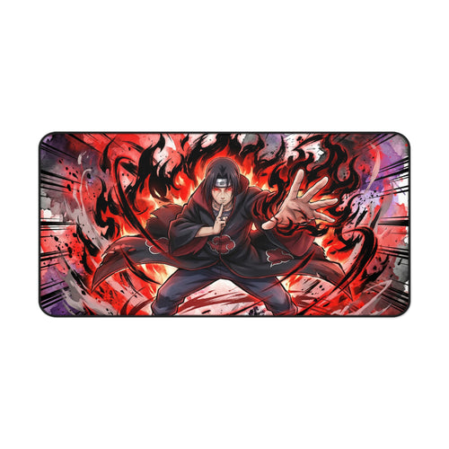 Akatsuki Uchiha Flame Illustration Desk Mat | Anime Naruto Mousepad